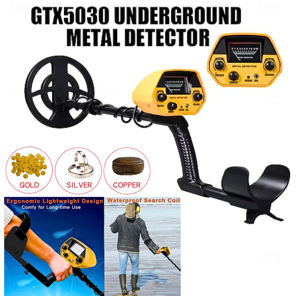 ORI TECLUNG GTX5030G Metal Detektor alat pendeteksi logam Emas dalam tanah + Baterai 9V