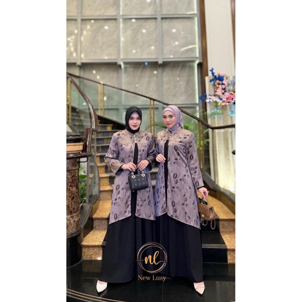 Gamis Melayu Shella Dress Set Outer Terbaru Edisi Raya