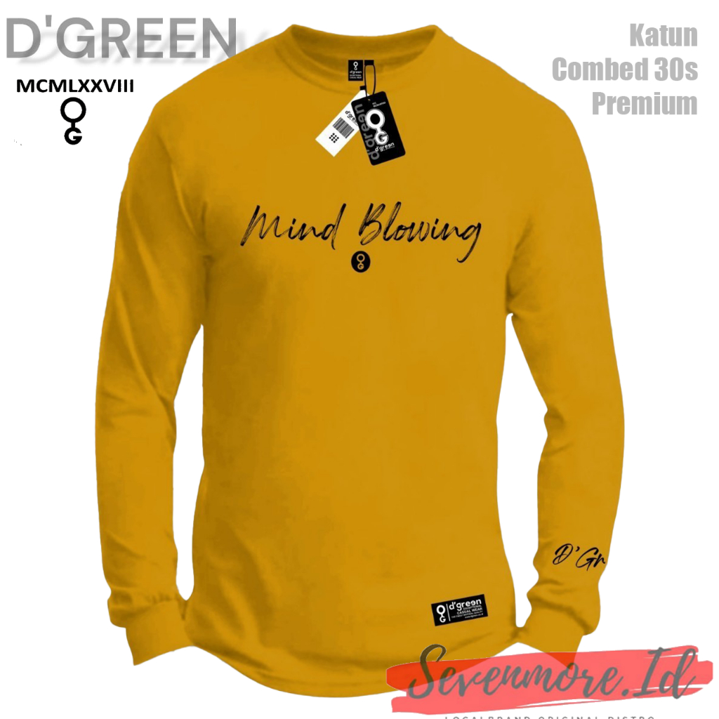 D`GREEN Tshirt Lengan Panjang Original Pria Wanita Motif MIND BLOWING/Kaos Greenlight Original/ Baju