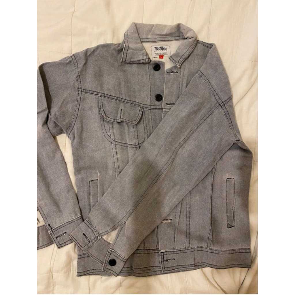 Denim jacket grey washed thanksinsomnia artikel lama
