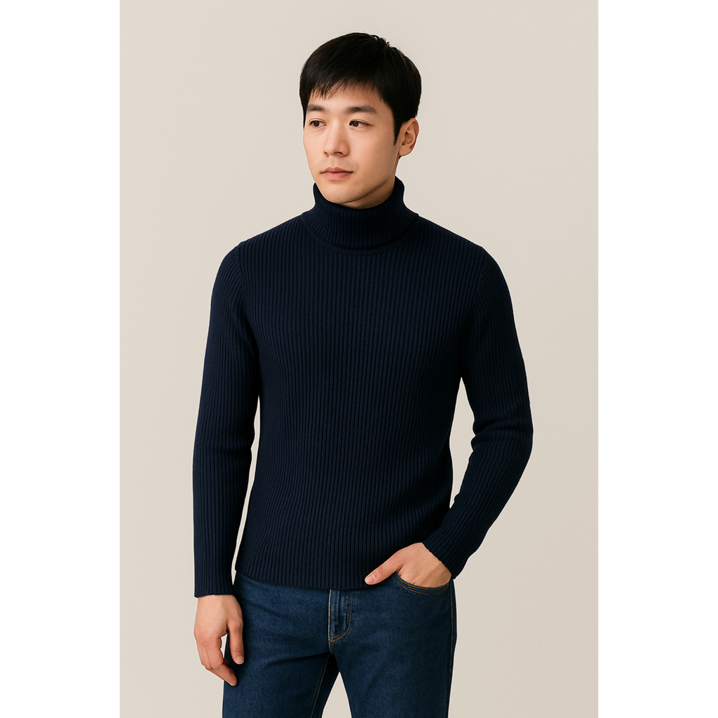 Sweater Turtleneck Pria Polos Elegan Katun Rajut All Size Baju Pria Dewasa
