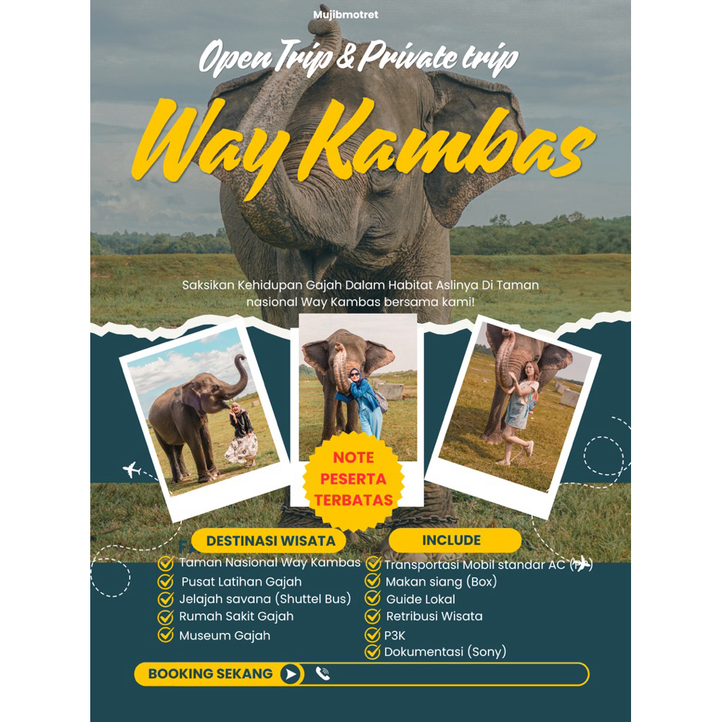 Open trip dan Private trip Way Kambas