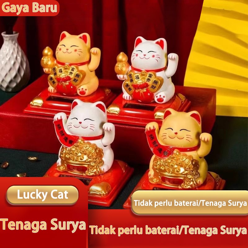 9CM Solar Maneki Neko Lucky Cat/Ornamen Maneki Neko/Maneki Neko Membawa Keberuntungan