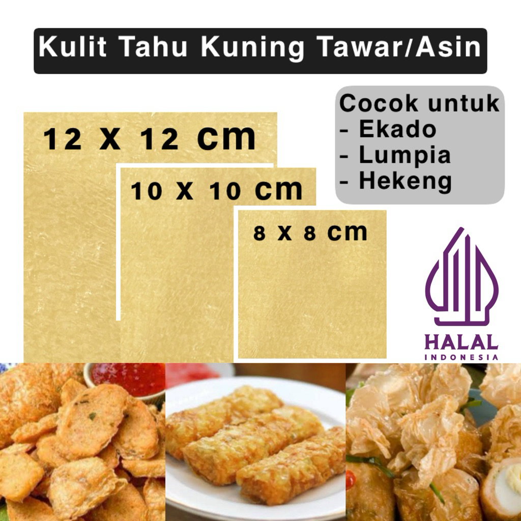Kulit Tahu Dimsum Ekado 12cm 10cm 8cm | Kulit Tahu Kuning Halal | Kulit Tahu 50 lembar 25 lembar