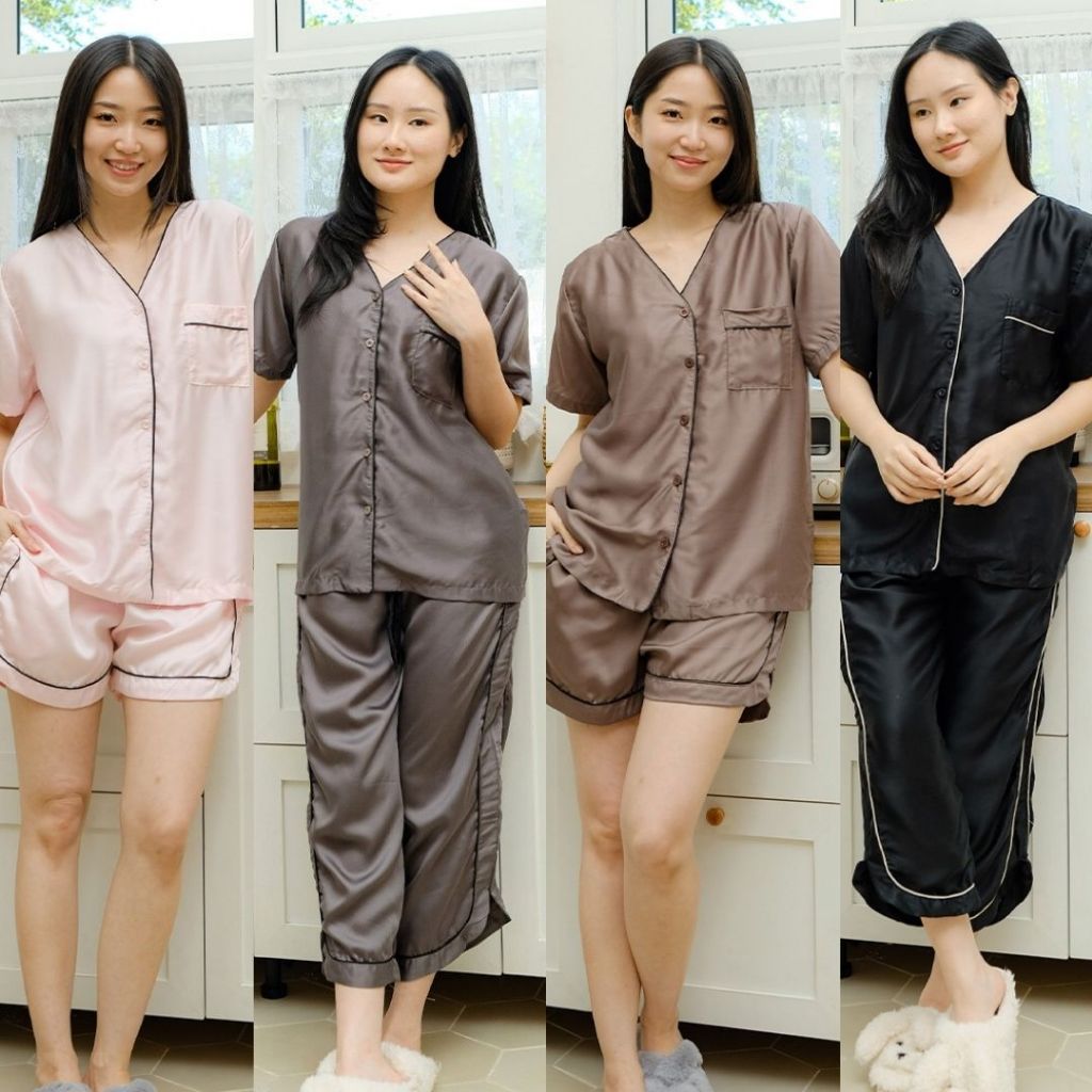 Cielyn | Organic Silk | Ruby | Setelan Piyama Wanita Dewasa | Baju Tidur Wanita