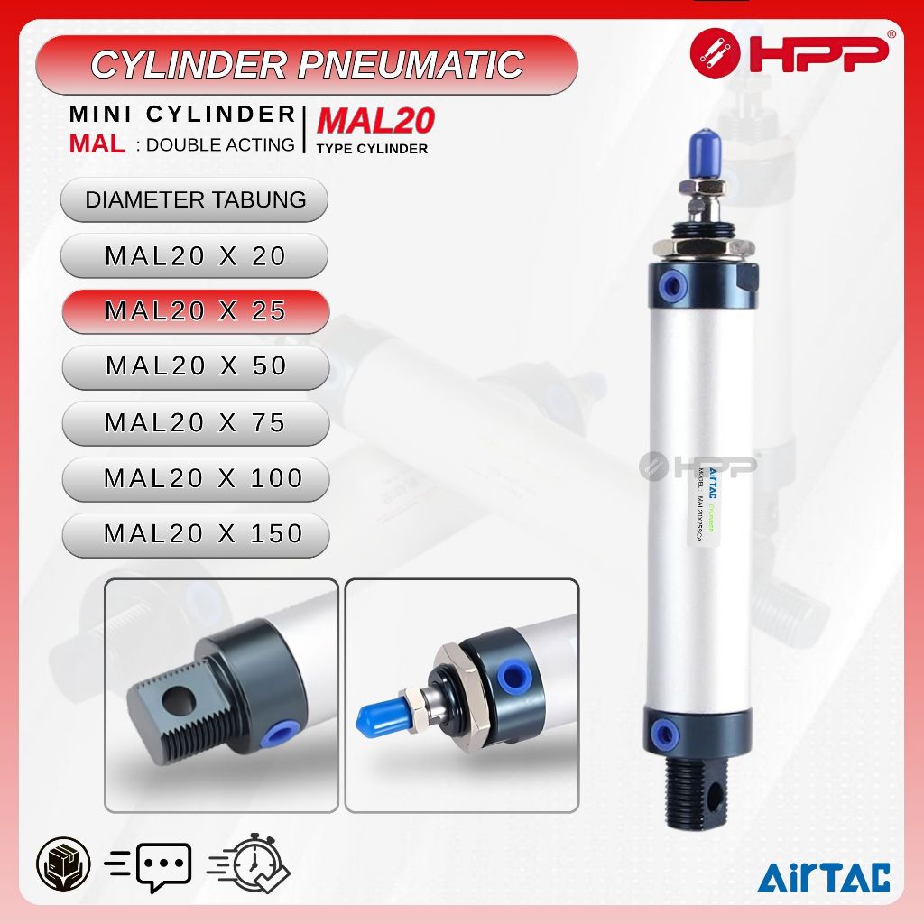 MAL20X25SCA / MAL20X25CA MINI CYLINDER AIRTAC