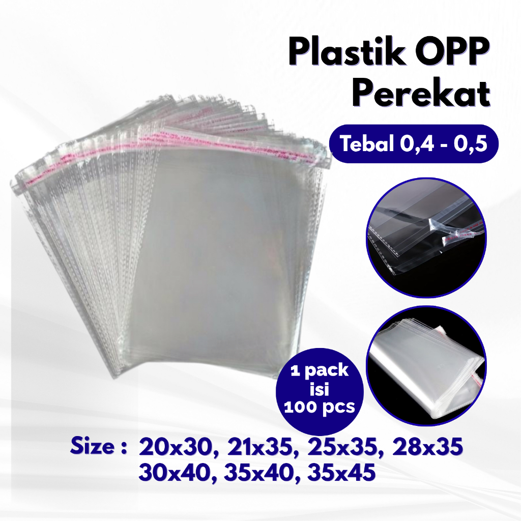 Plastik OPP Perekat packing baju 20x30, 21x35, 25x35, 28x35, 30x40, 35x40, 35x45 | 100pcs
