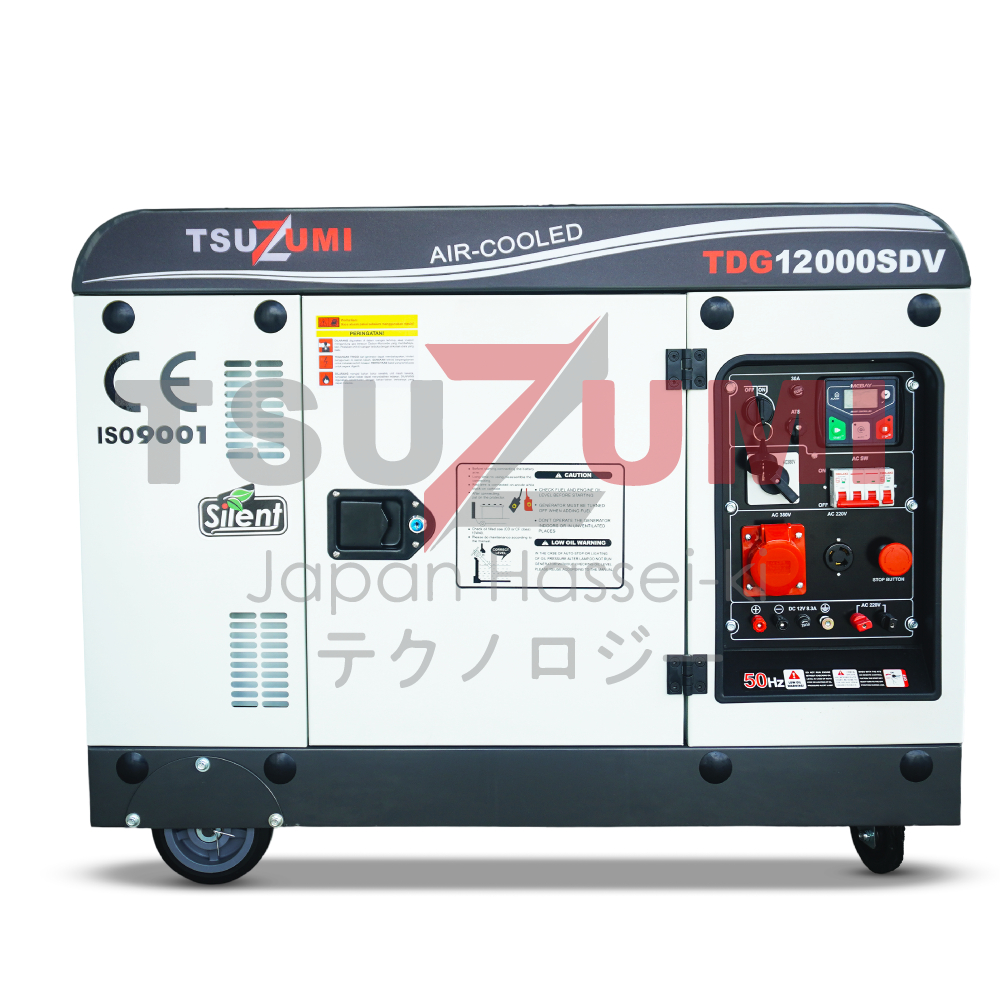 Genset 12 Kva 3 Phase Silent Diesel 9000 Watt Tsuzumi TDG12000SDV