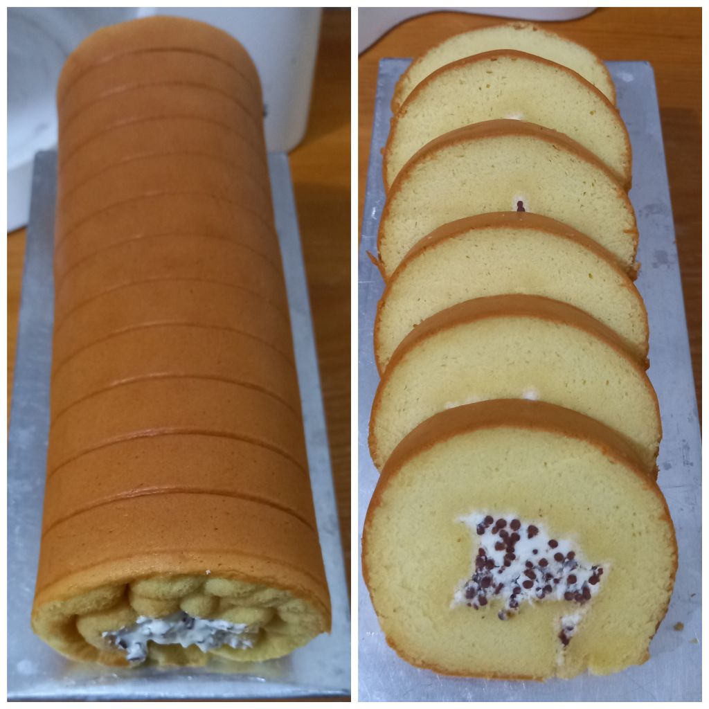 bolu gulung filling meses, filling coklat loyang 22 cm