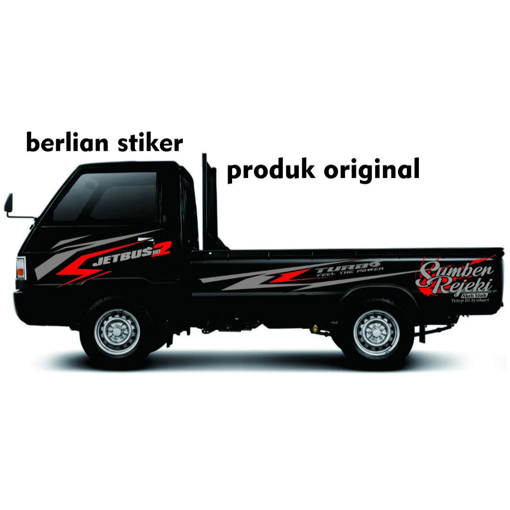 promo stiker mobil pik up mitsubishi l300 model jut bus tulisan sumber rejeki cuting stiker terbaru 