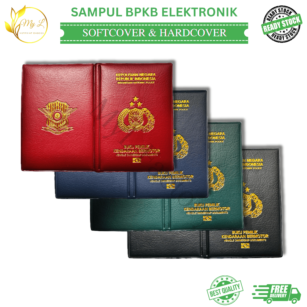 My.L Sampul BPKB Elektronik Motor & Mobil, Cover BPKB Kecil Tebal, Logo Foil Emboss