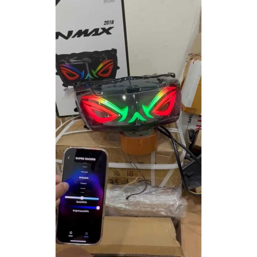 Stoplamp Nmax Old Lazy RGB Model Rog 200+ Mode Lampu Stop Nmax Old Leji RGB 200+ Mode X Case