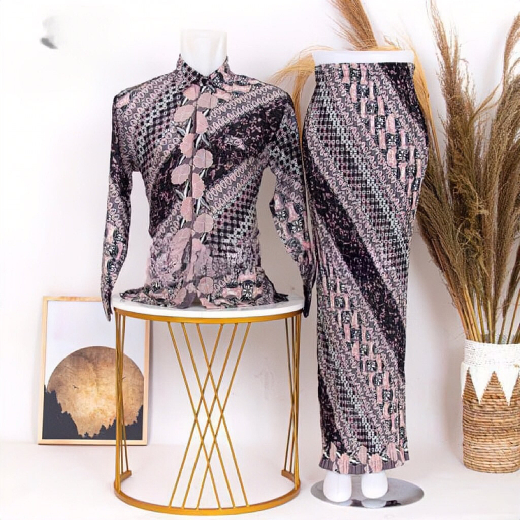 Couple Batik Rok Plisket Premium/Couple Batik Rok Plisket Modern/kemaja batik/rok plisket/Bahan adem