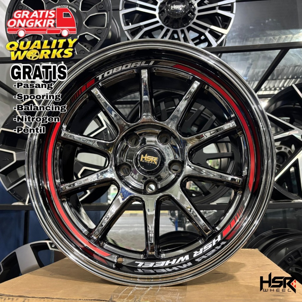 Velg Black Chrome Mobil Innova Reborn Ring 17 Lebar 8,5 ET22 Velg Racing HSR Toboali