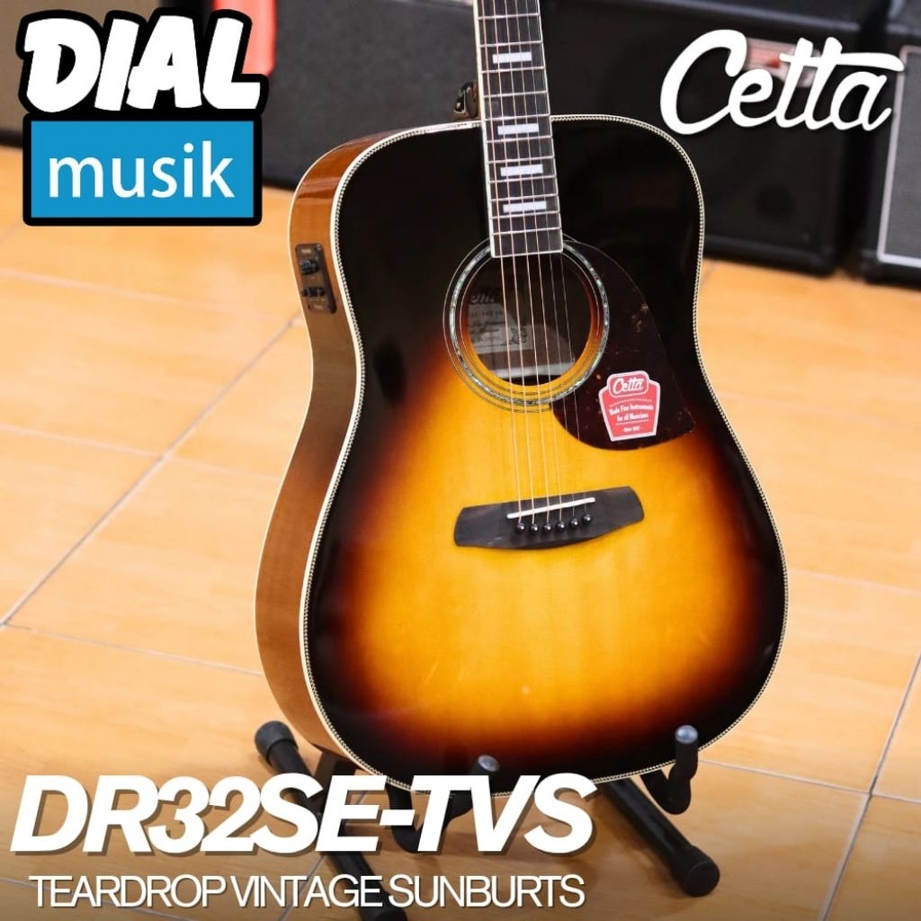 Cetta DR32SE Teardrop Vintage Sunburst TVS Include Gigbag - Gitar Akustik Elektrik Fishman Preamp DR