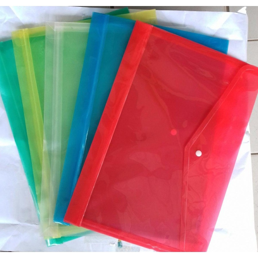 MAP PLASTIK KANCING BENING BIRU HIJAU KUNING MERAH