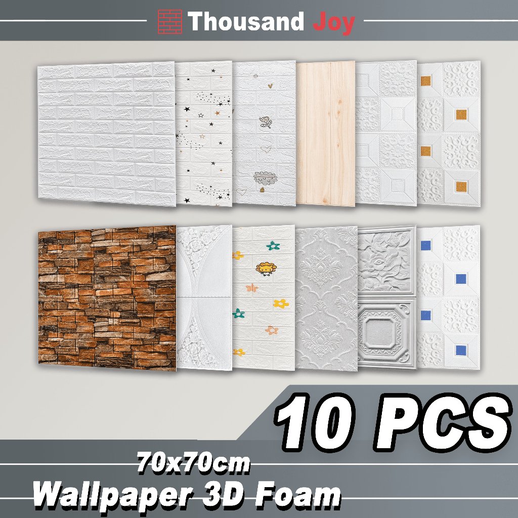 [Thousand joy]Paket 10PCS Wallpaper Dinding 3D 70x77cm/70x70cm Stiker dinding/Wallpaper dinding/Wall