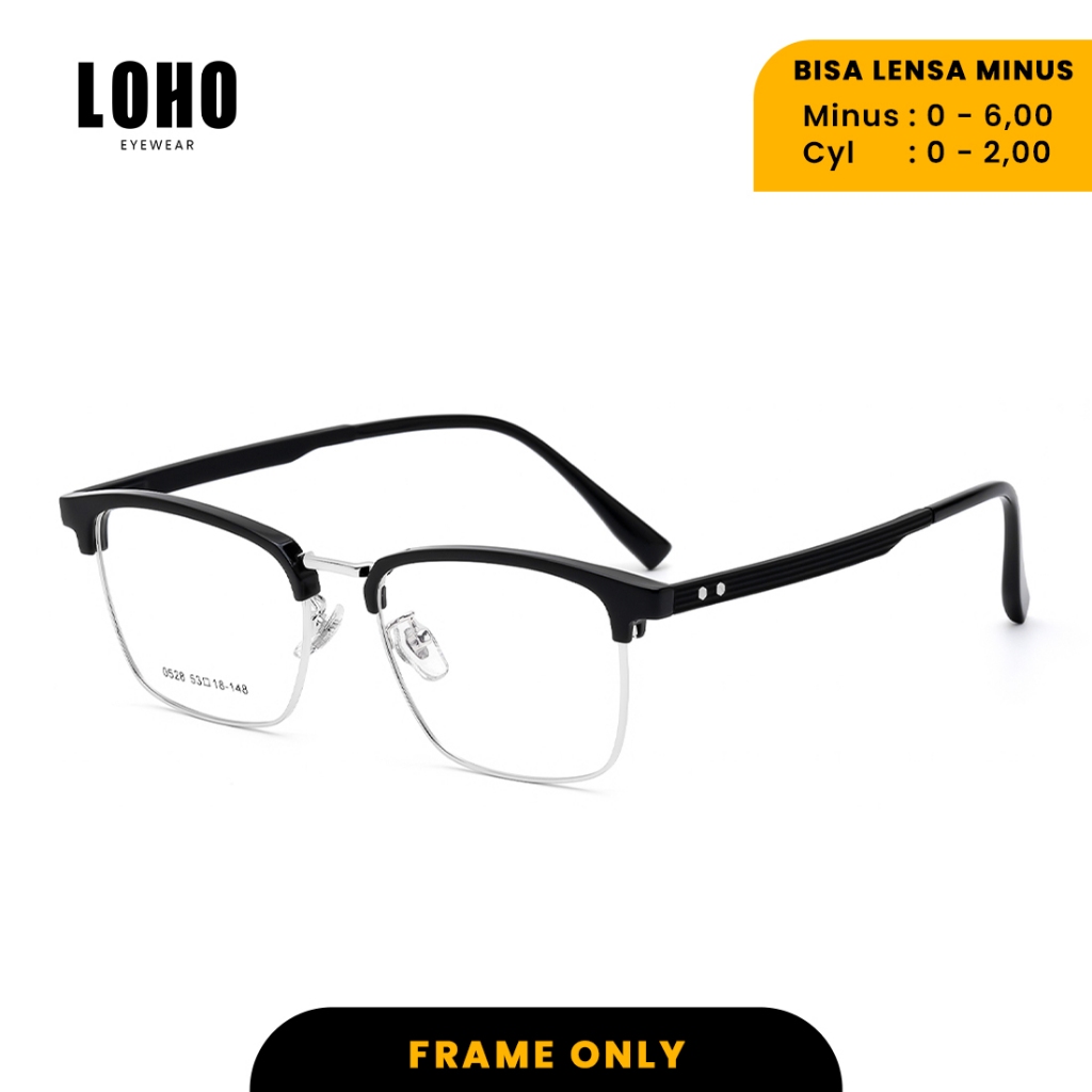 LOHO Kacamata ClubMaster Anti Radiasi Anti Blueray Minus Photocromic Bluecromic Bahan Metal TR90 Fas