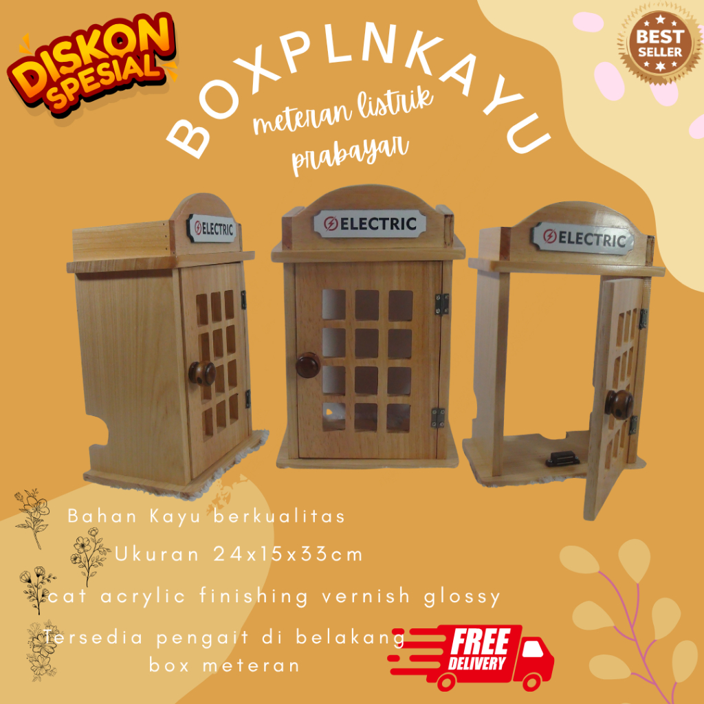 BISA COD Box Meteran Listrik Prabayar Token London Kayu Natural Termurah