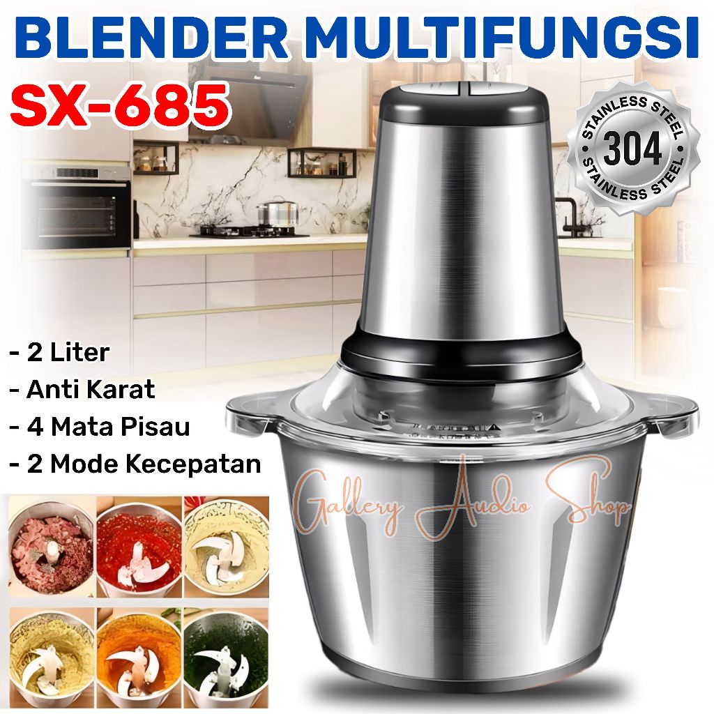 Blender Daging Stainless Steel Chooper Multifungsi SX-685 Kapasitas 2Liter | Penggiling Daging Food 