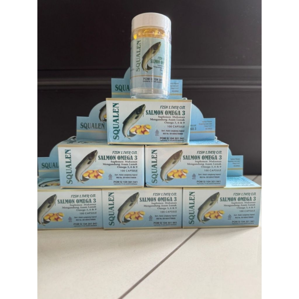 Squalen fish liver oil salmon omega 3 suplemen makanan asam lunak 100 kapsul omega 3 6 9