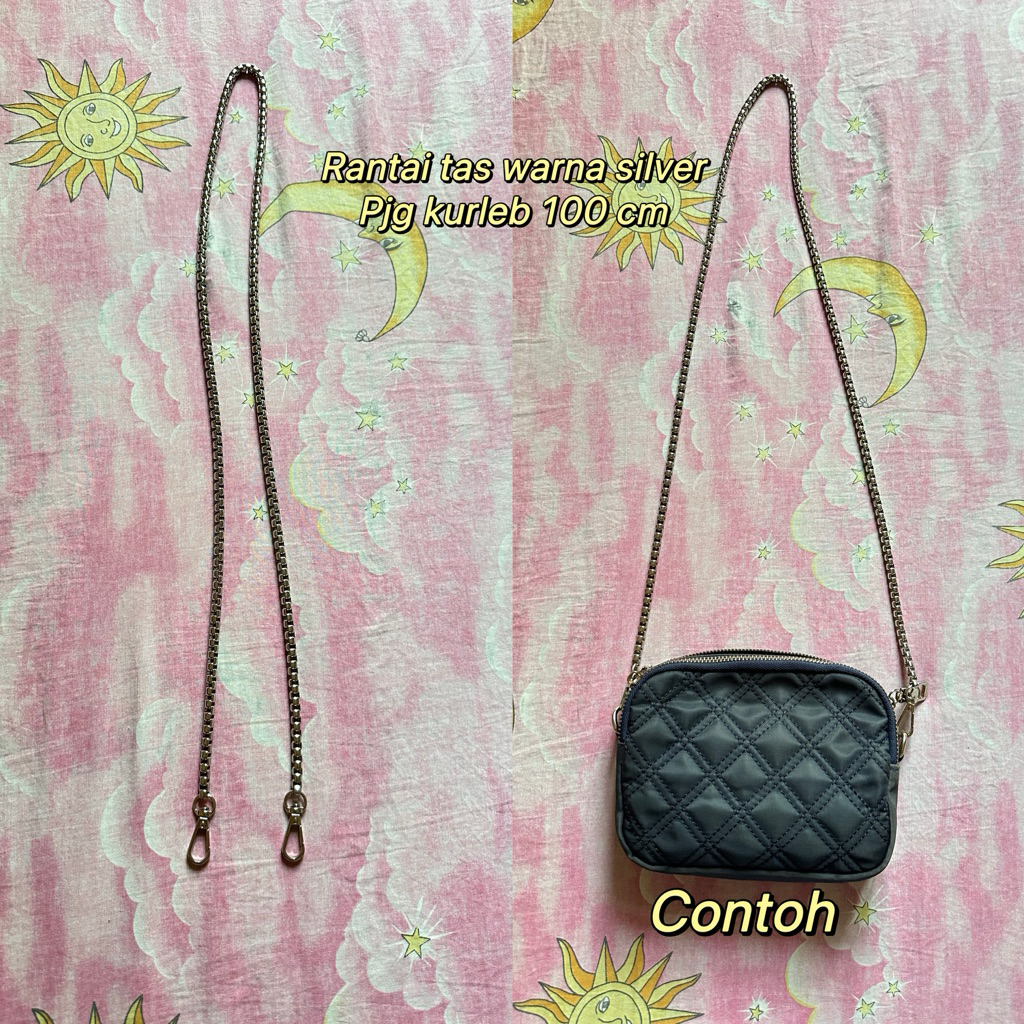 Tali tas rantai warna silver bahan premium
