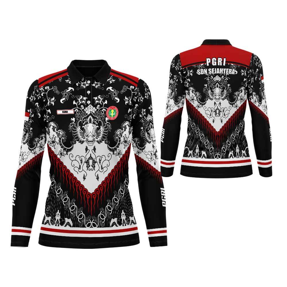 Baju PGRI Kaos Berkerah Batik PGRI Pria Wanita Seragam Guru PGRI Tangan Panjang Batik PGRI Bisa Pake
