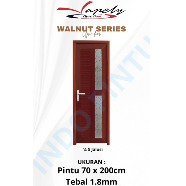 Pintu Kamar Mandi UPVC Vapely 1/4 Jalusi Walnut