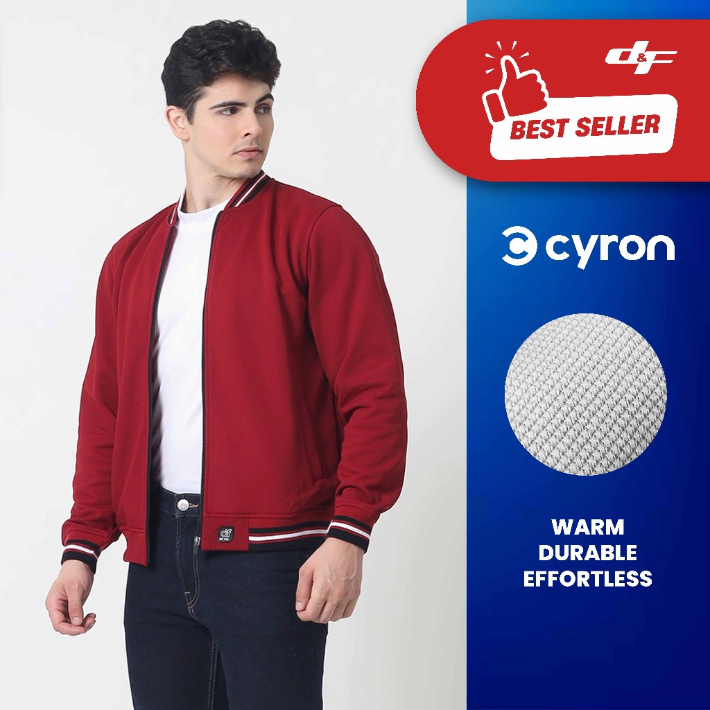 d&f CVC Jaket Bomber Pria - Maroon