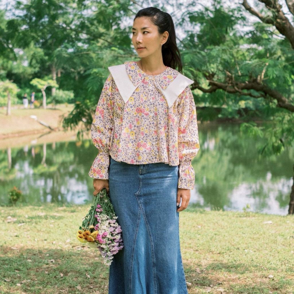 Miroir X Naluri for Little Ones- Rea Flower Top-Atasan Wanita Estetik