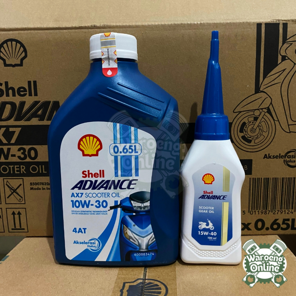 Paket Oli Shell Advance AX7 Scooter 10W30 MB 650ml Oli Matic + Oli gardan Shell Oli Motor Matic Vari