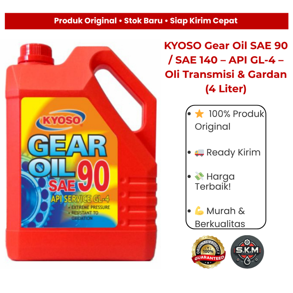 KYOSO Gear Oil SAE 90 / SAE 140 – API GL-4 – Oli Transmisi & Gardan (4 Liter)