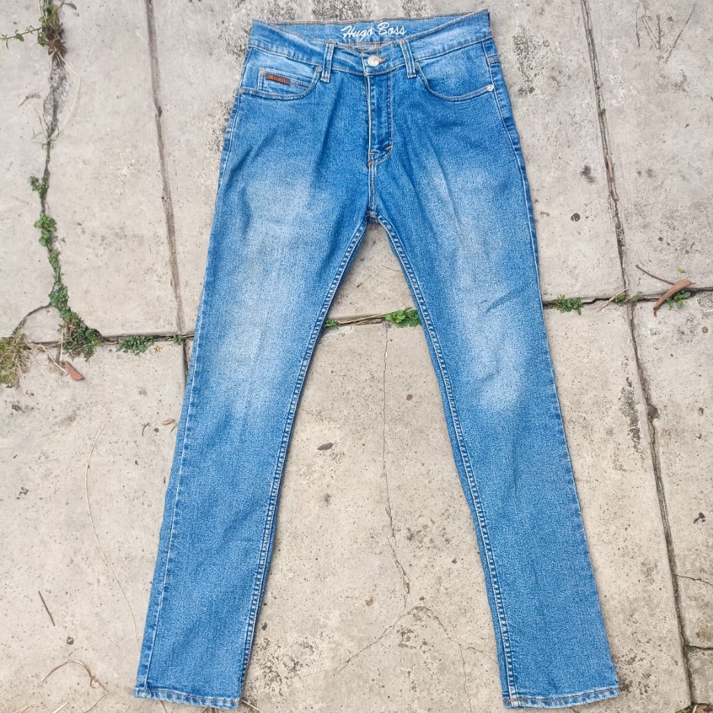 Celana jeans denim Hugo Boss light blue second