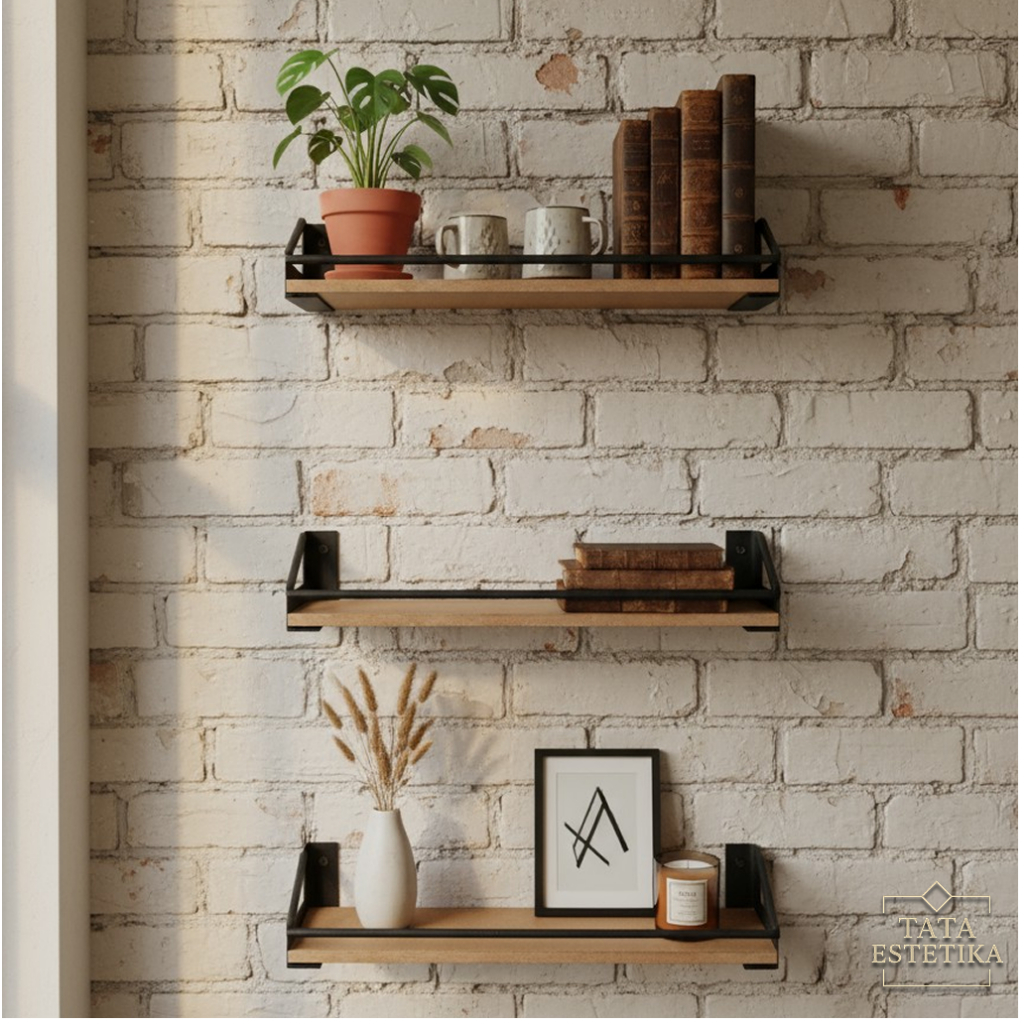 Rak Ambalan Dinding Besi - ambalan dinding untuk ruang tamu, kamar mandi, kafe, kantor, dll - Hiasan