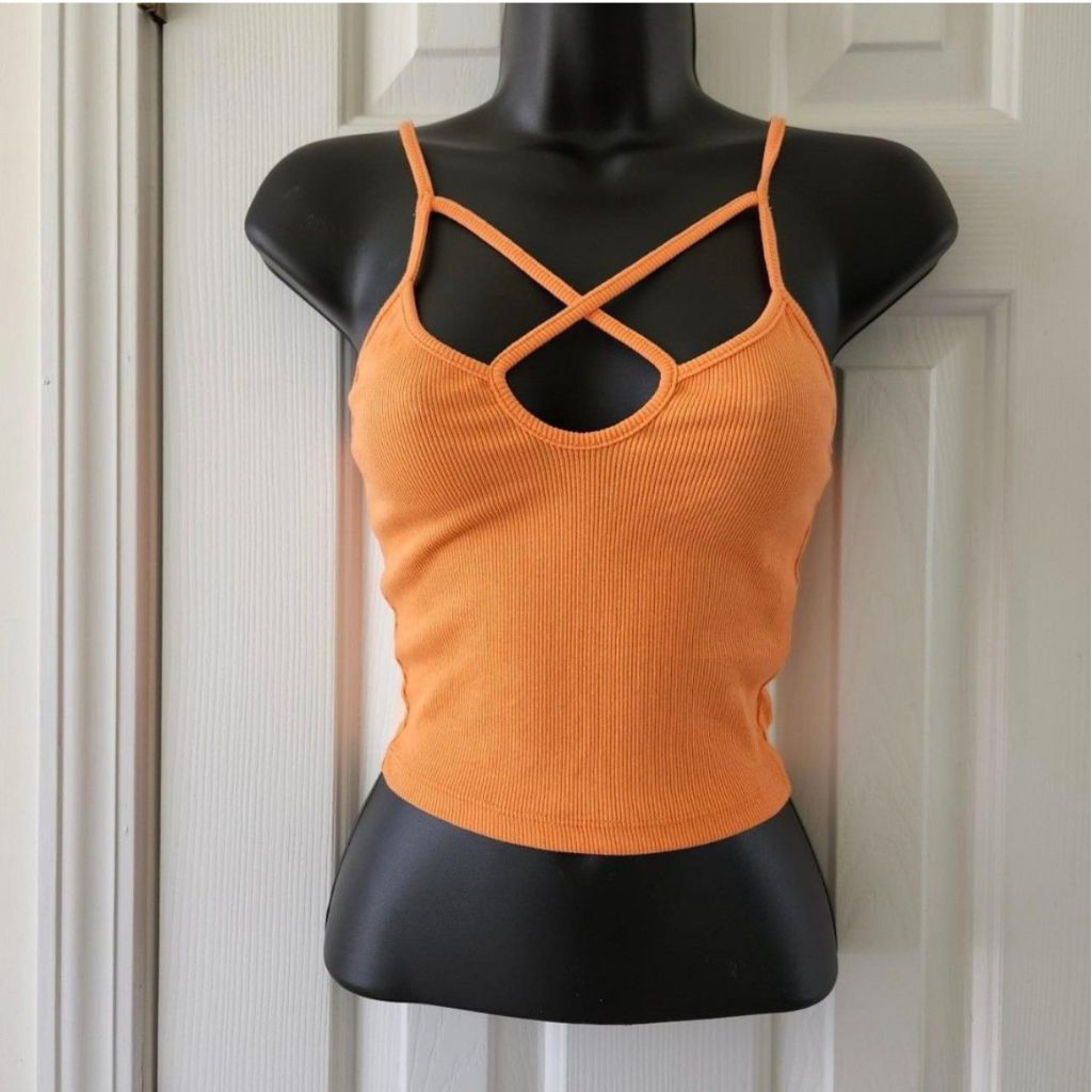 Zara Women's Orange Tank Top Crop