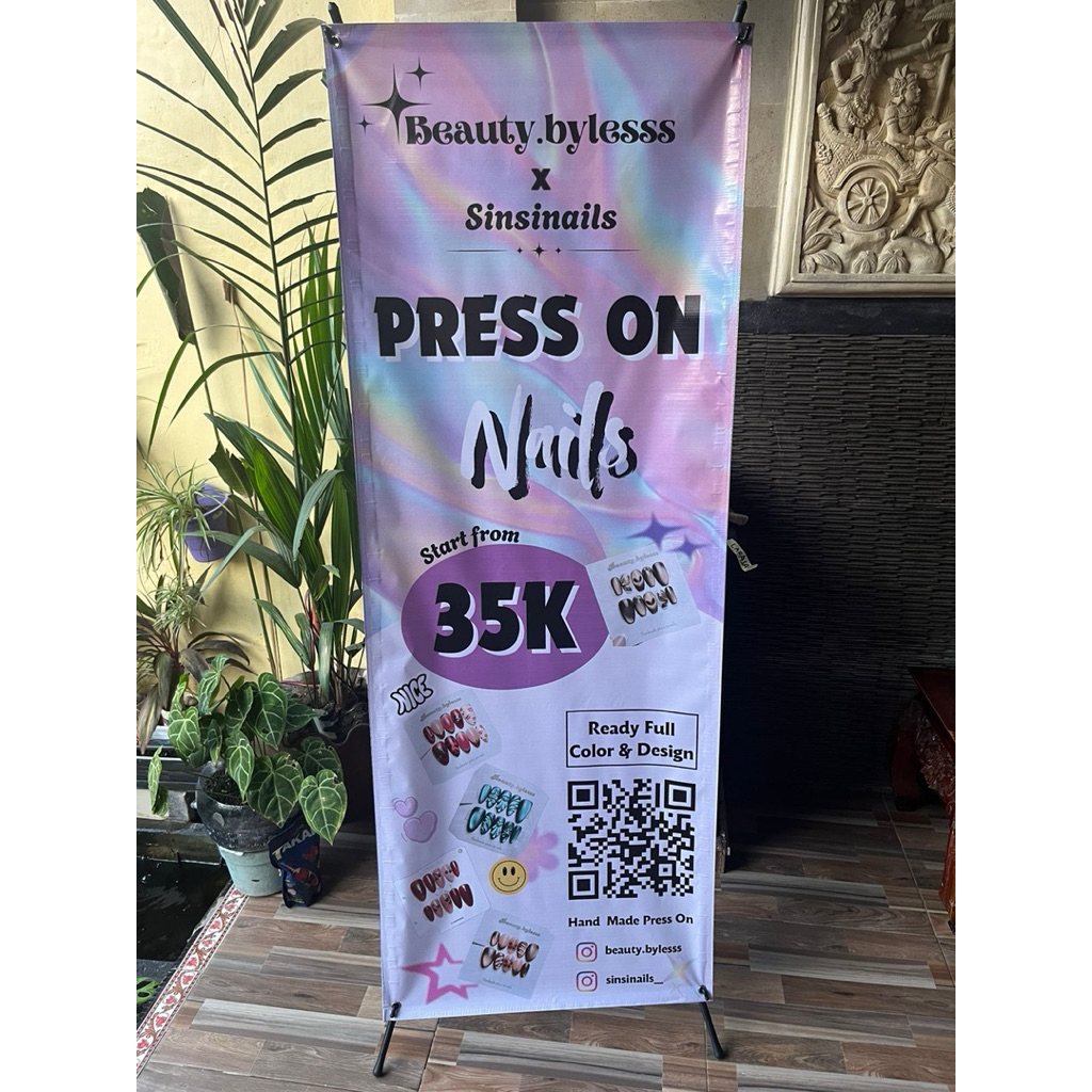 x-banner jualan ukuran 60x160 ( banner + standing banner)