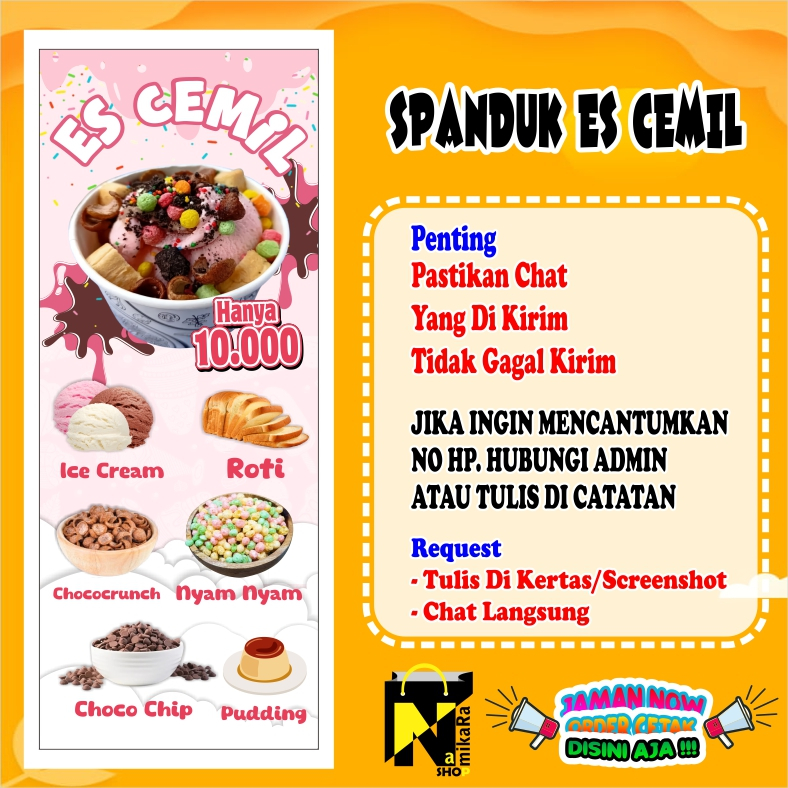 Banner ES CREAM CEMIL, Spanduk ES CEMIL COD / Banner ES  Cream CEMIL, Spanduk ES CEMIL Viral, COD
