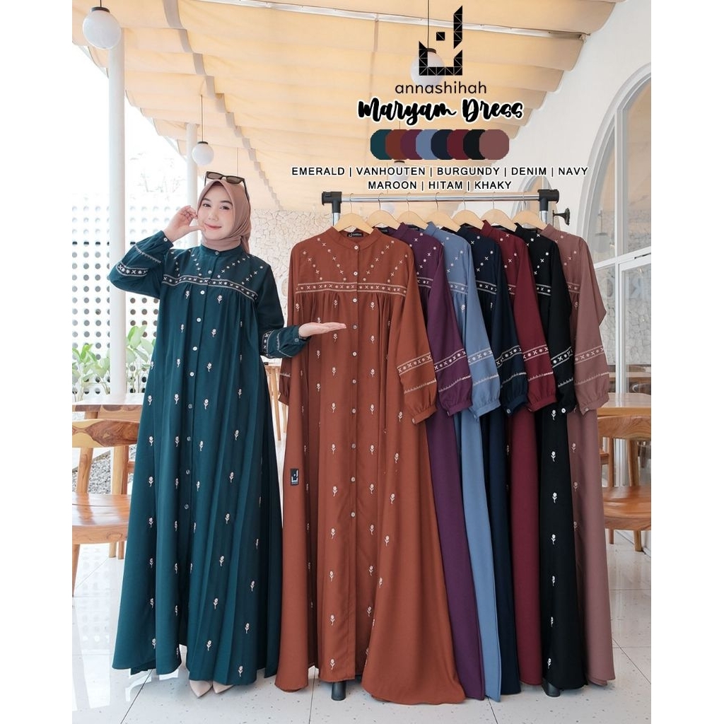 MARYAM DRESS • Original By Annashihah 2IN1 Gamis+Outer FK Aksen Bordir Exclusive Limited Edition COD