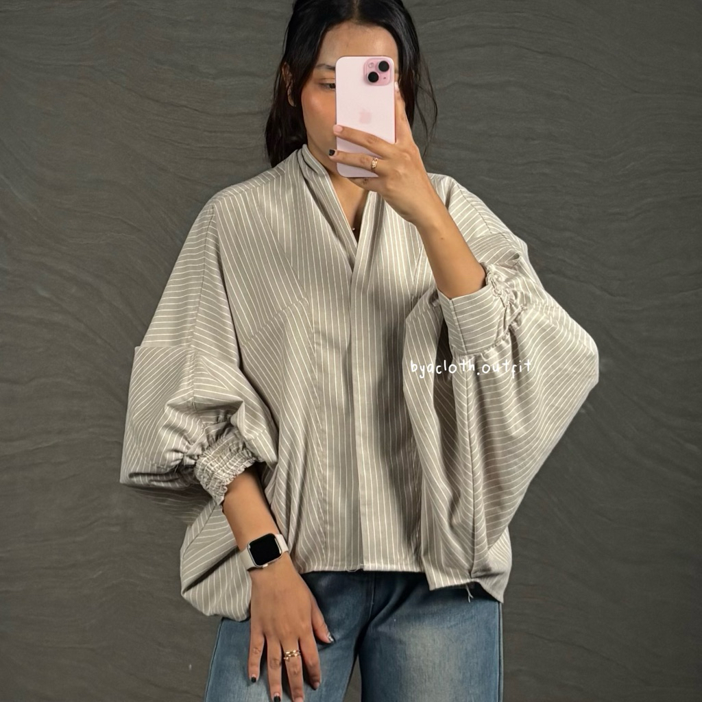 [Aruna] Ootd - Kirei Blouse Wanita Katun Poplin / Atasan Lengan Balon