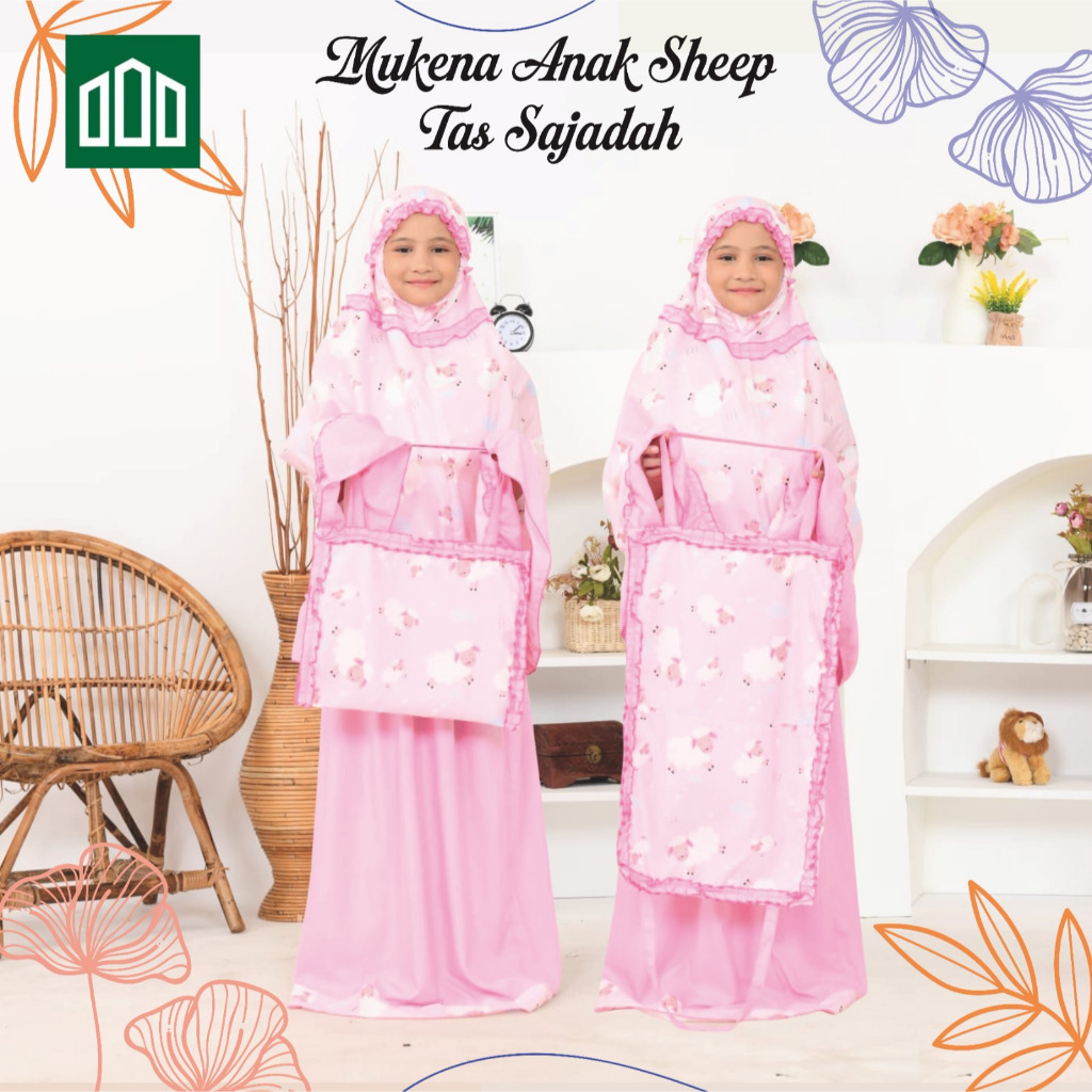 Mukena Anak MOTIF SHEEP PINK ( TAS SEJADAH) Mukena Anak Kecil Kado Anak Perempuan Mukena Anak 2 Tahu