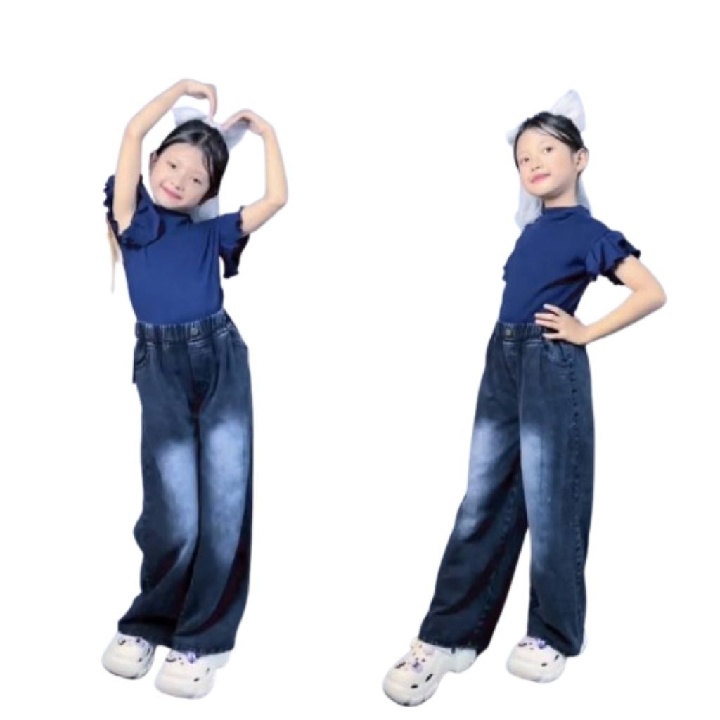 Celana Jeans Kulot Anak Perempuan  Skena 7–12 Tahun – Trendy & Modis