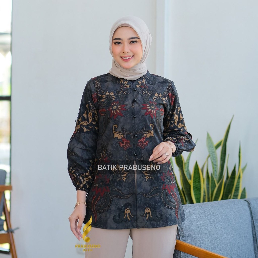 TANJUNG Tunik Batik Wanita Lengan Panjang Prabuseno Original Official Store Atasan Modern Premium El