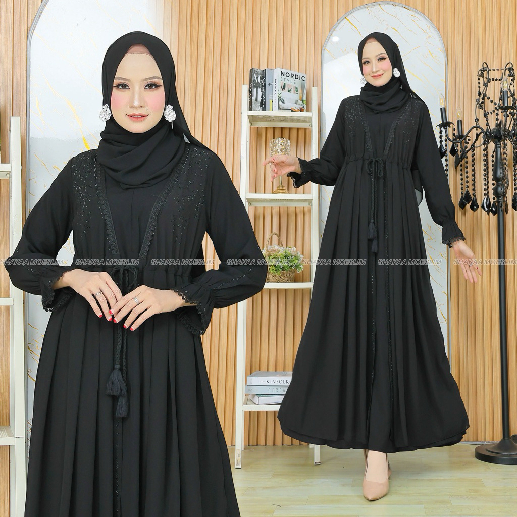 GAMIS ABAYA HITAM UMROH/HAJI RENDA MADINAH MIX SWAROWSKI