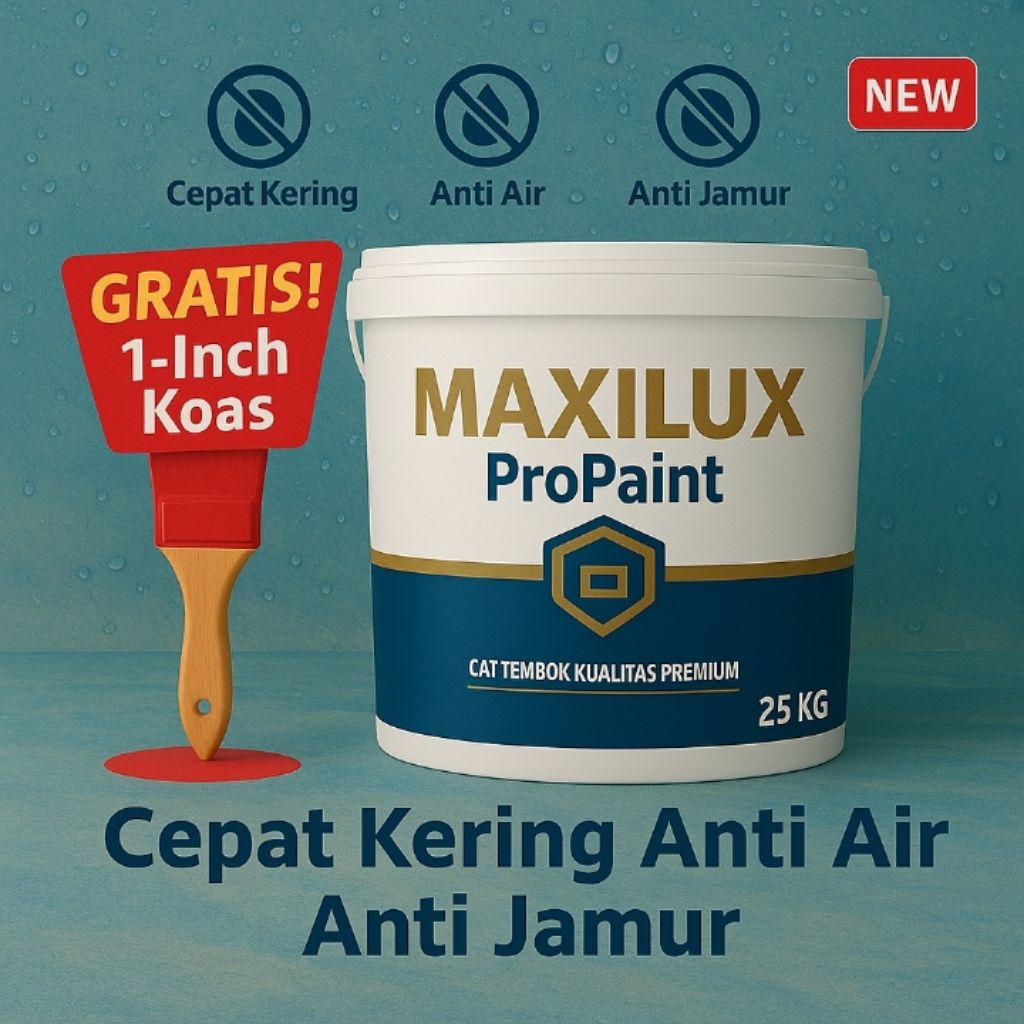 Cat Tembok Maxilux ProPaint 25Kg – Warna Cerah & Tahan Lama + Gratis Kuas 1 Inch