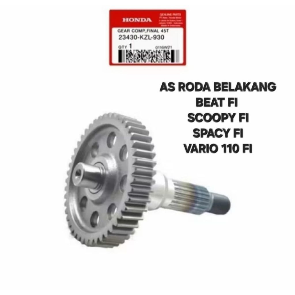 AS RODA BELAKANG BEAT SCOOPY VARIO SPACY FI INJEKSI 23430-KZL-930 ORIGINAL