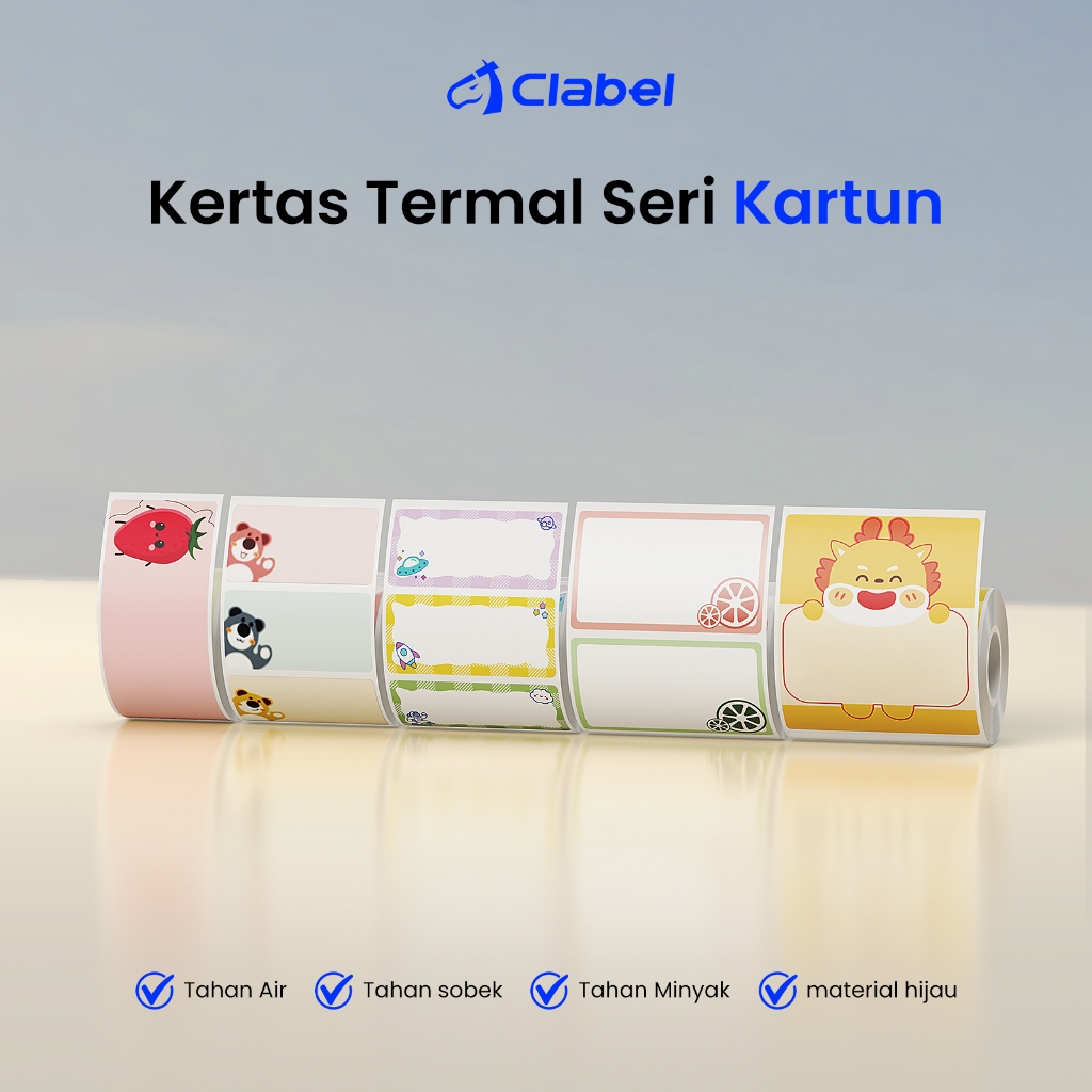 ‌Clabel Kertas Label Termal Stiker Makanan Kartun Anti Air untuk Harga & Nama