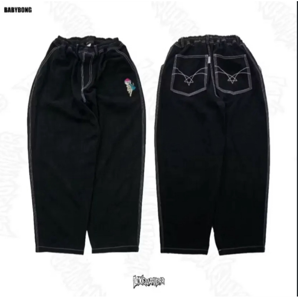 COKSUWANGAR PANTS BABY BONG WASH BLACK