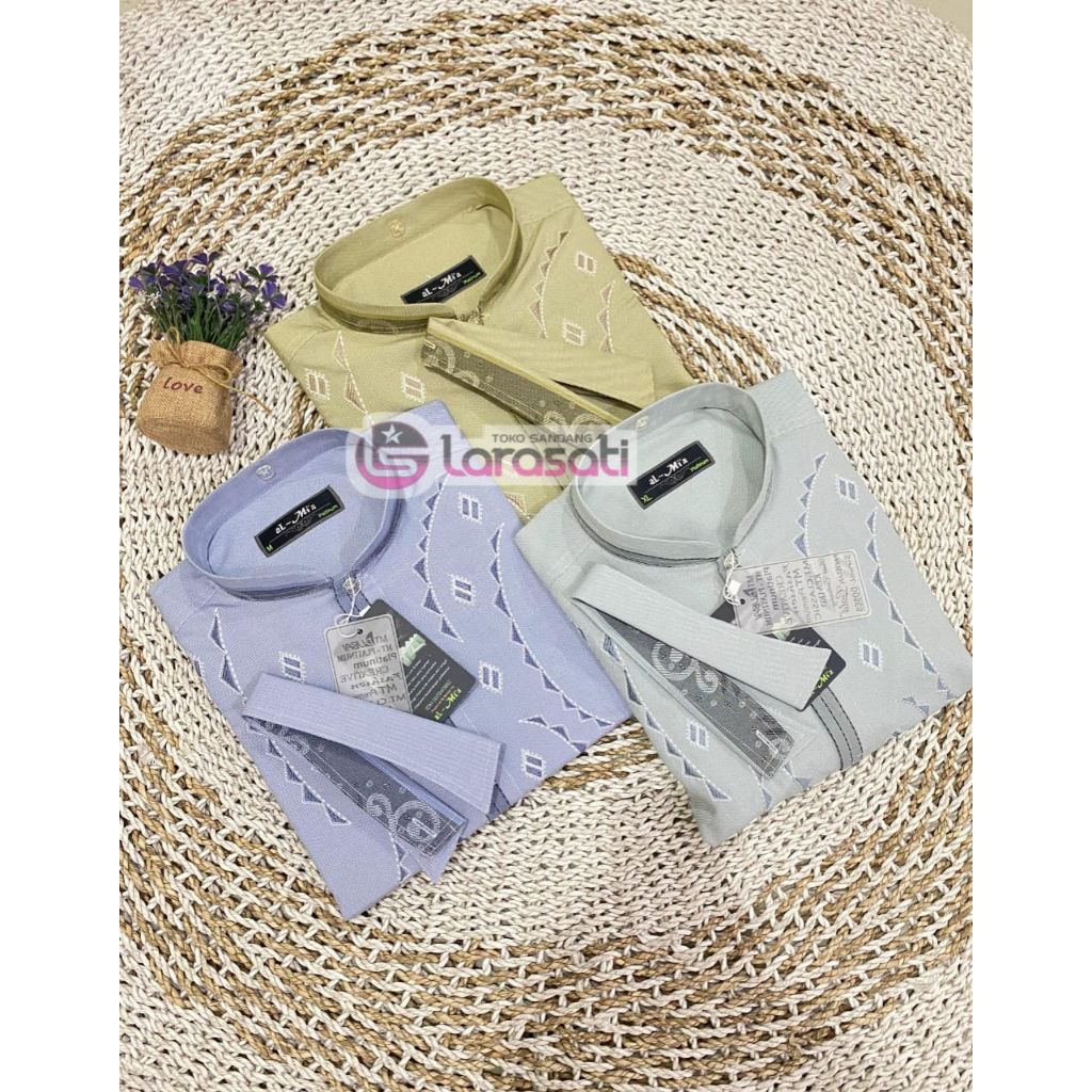 baju Koko merk AL-MIA Platinum lengan pendek/ baju Koko kualitas premium kekinian/ baju Koko terbaru