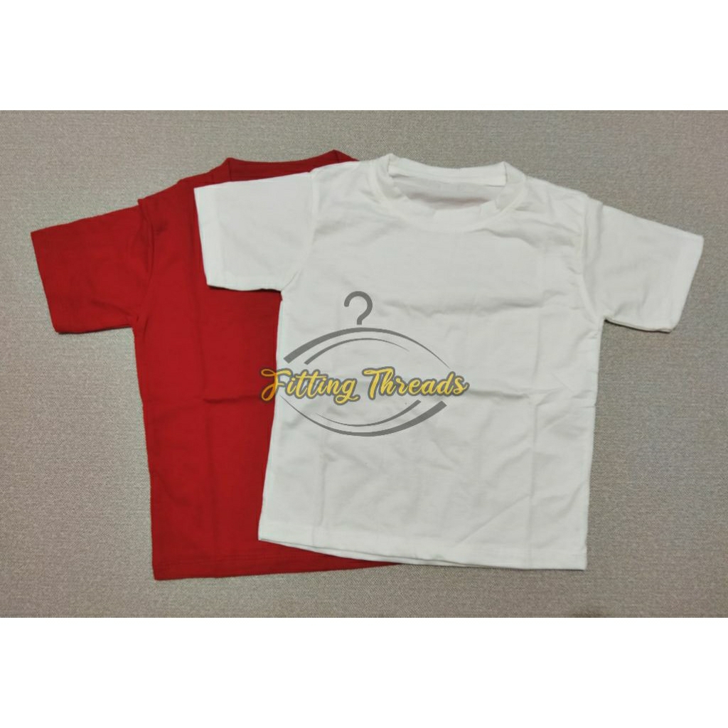 Kaos Anak Lengan Pendek / Kaos Polos Anak Laki Laki Perempuan Merah Putih