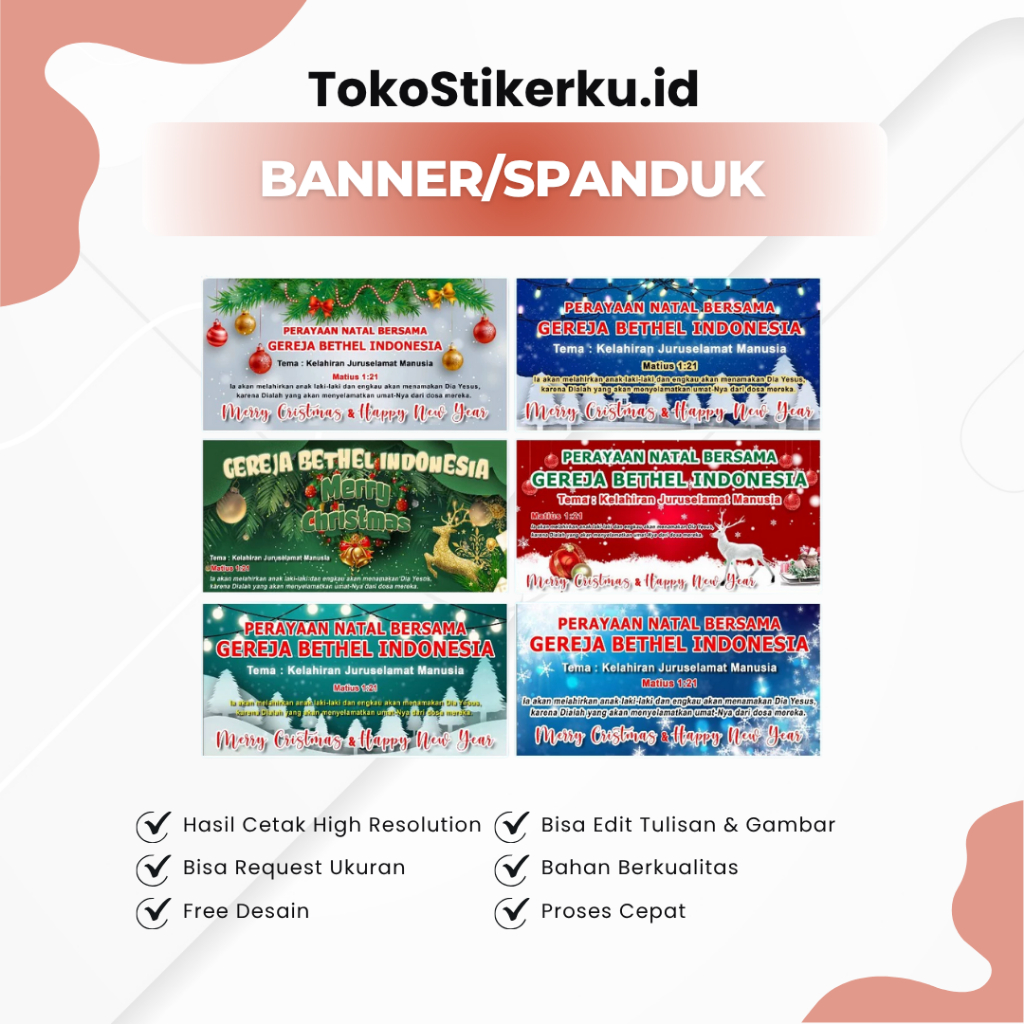 SPANDUK BANNER SELAMAT NATAL DAN TAHUN BARU SPANDUK IBADAH NATAL